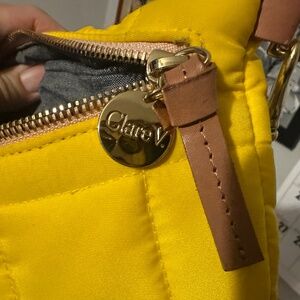 Clare V - yellow canvas half moon shaped bag